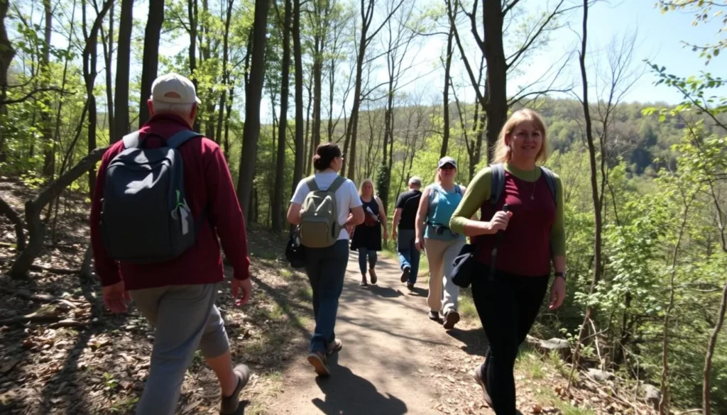 Hikers on the Switchback Railroad Trail near Mauch Chunk Lake Hikers on the Switchback Railroad Trail near Mauch Chunk Lake