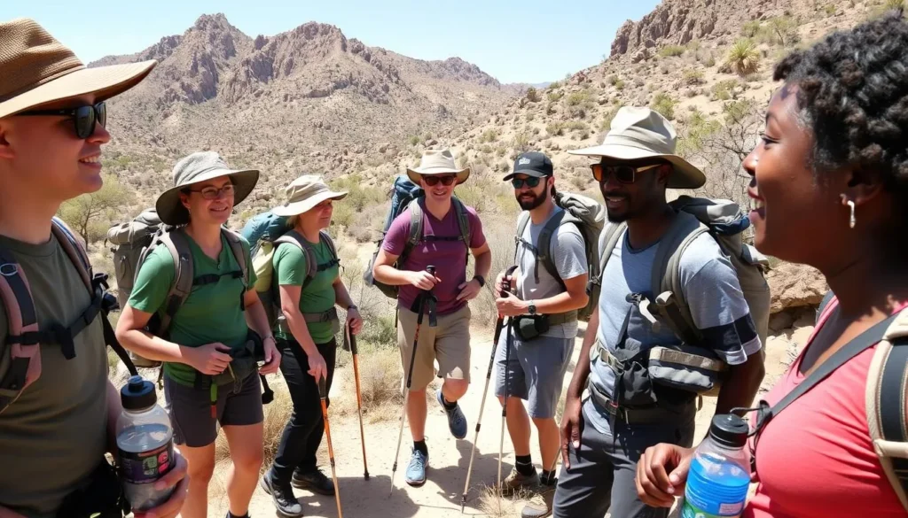Hikers with proper gear and water supplies on Camelback Mountain trail