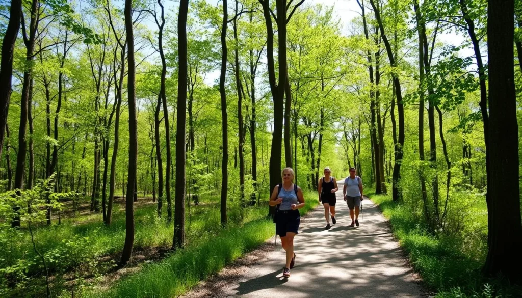 Hiking trail at Pere Marquette State Park near the Lewis and Clark Trail Hiking trail at Pere Marquette State Park near the Lewis and Clark Trail