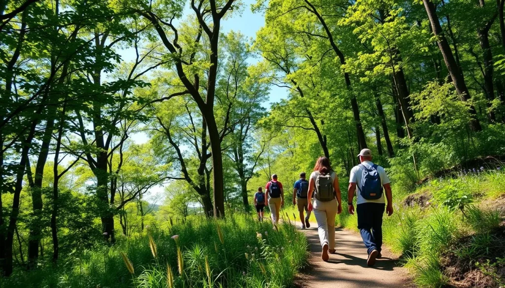 Hiking trail in Lower Paxton area with people enjoying nature Hiking trail in Lower Paxton area with people enjoying nature