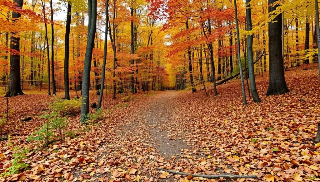 Hiking trail in Susquehannock State Forest near Cherry Springs State Park Pennsylvania in autumn Hiking trail in Susquehannock State Forest near Cherry Springs State Park Pennsylvania in autumn