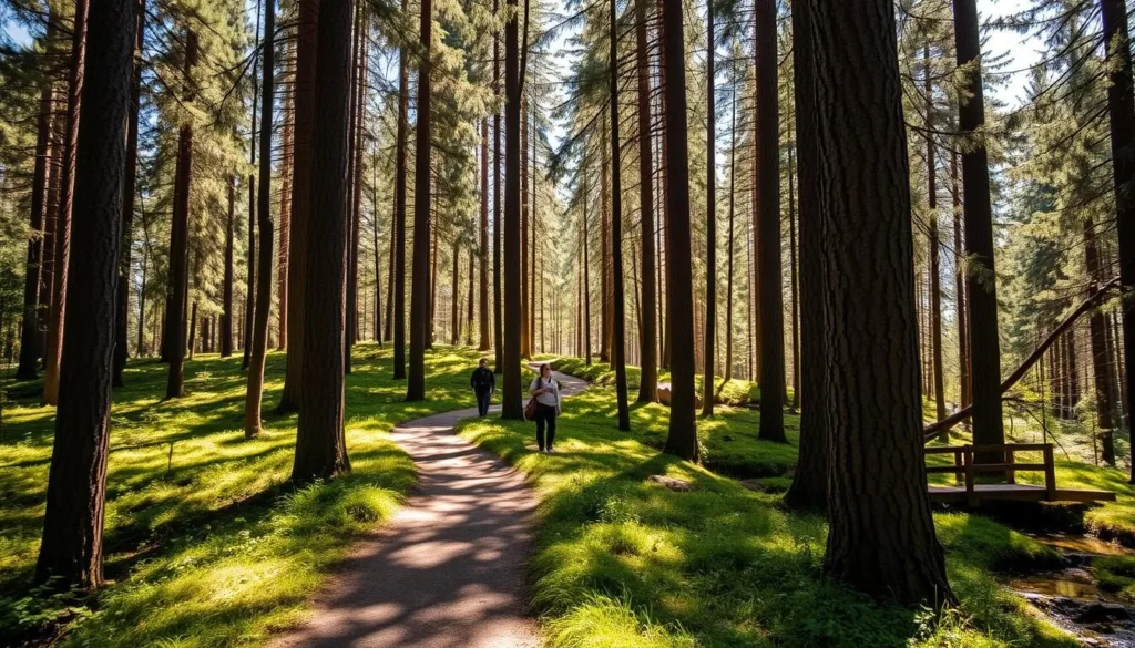 Hiking trail in the Black Forest near Freiburg with lush greenery