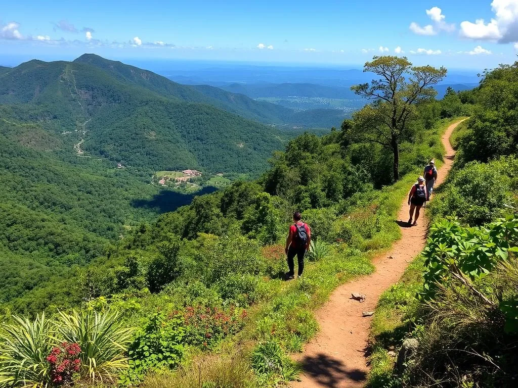 Hiking trail in the Don Figuerero Mountains with panoramic views near Mandeville
