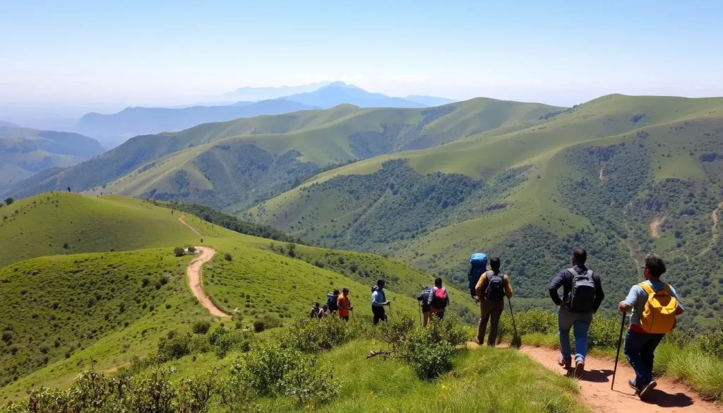 Hiking trail in the highlands near Tiya Archaeological Site Ethiopia