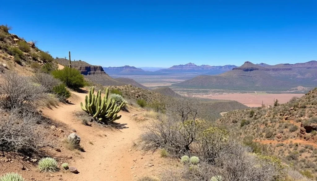 Hiking trail near Jerome with views of the Verde Valley and surrounding mountains