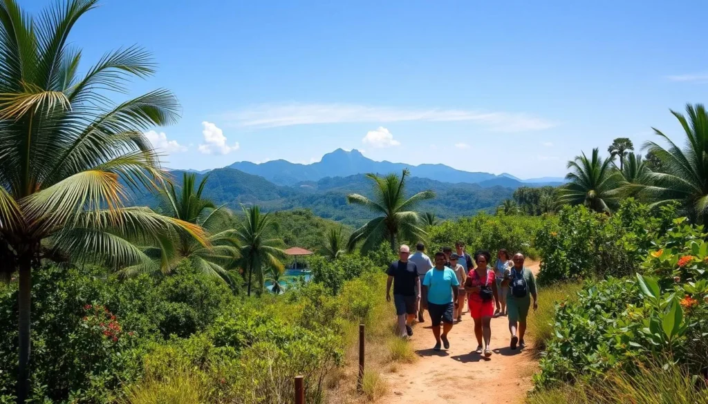 Hiking trail near San Luis, Cuba with lush tropical vegetation Hiking trail near San Luis, Cuba with lush tropical vegetation