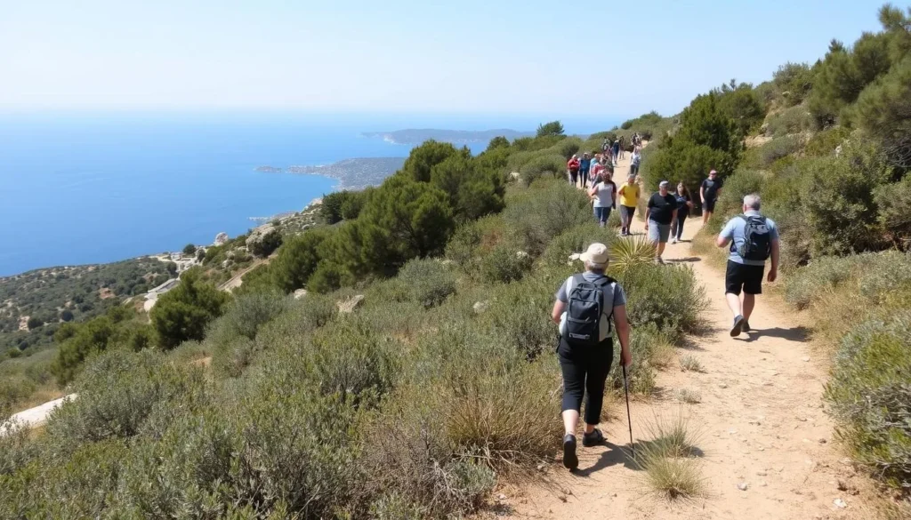 Hiking trail on Brač Island with Mediterranean vegetation
