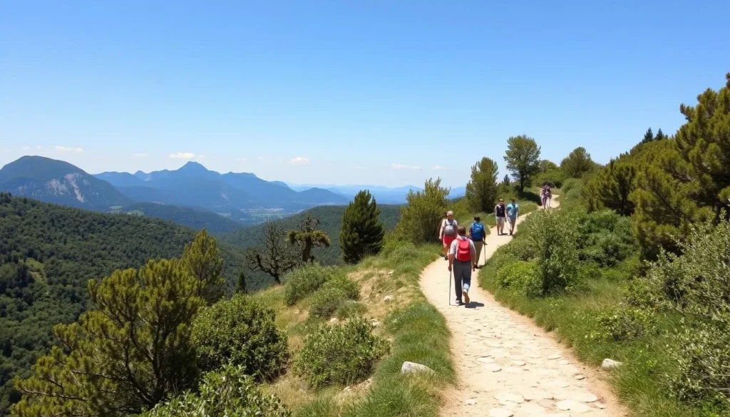 Hiking trail through Učka Nature Park with mountain views