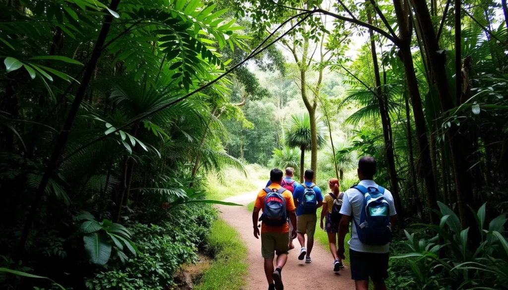 Hiking trail through the lush forest near Amabere Ga Nyina Mwiru Caves