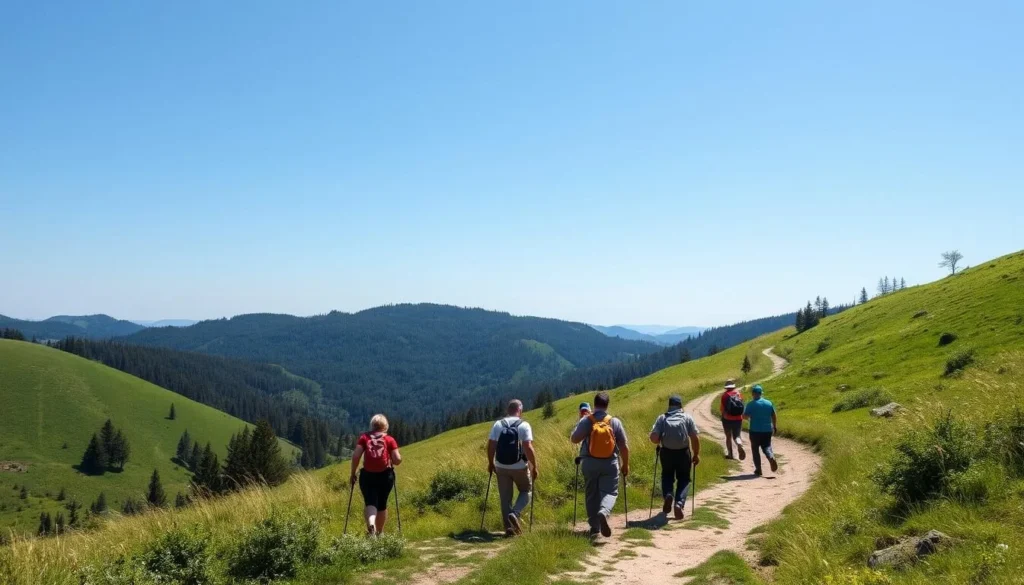 Hiking trail through the scenic countryside near Kumroec