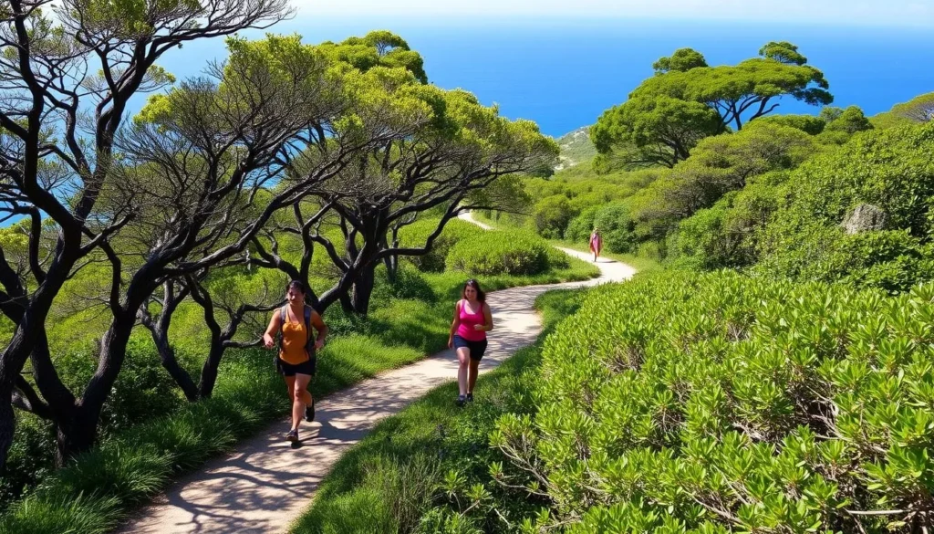 Hiking trail with ocean views near Little Bay St. Martin