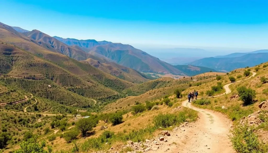 Hiking trails in the mountains surrounding the Rock-Hewn Churches of Lalibela Ethiopia