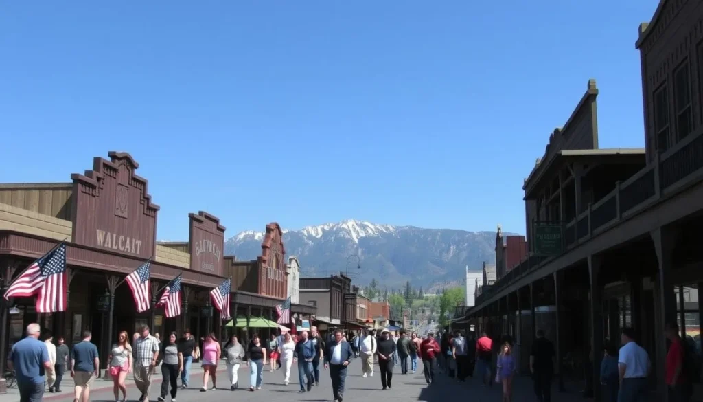 Historic Main Street in Bridgeport near Buckeye Hot Springs California with mountain backdrop Historic Main Street in Bridgeport near Buckeye Hot Springs California with mountain backdrop
