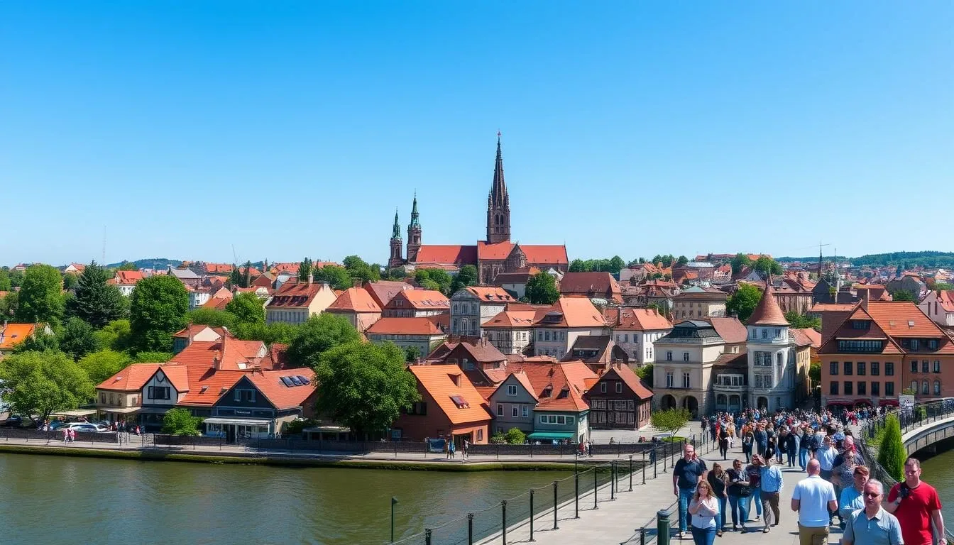 Historic-Mainz-cityscape-with-the-Rhine-River-and-Mainz-Cathedral-on-a-beautiful-sunny-day Historic Mainz cityscape with the Rhine River and Mainz Cathedral on a beautiful sunny day