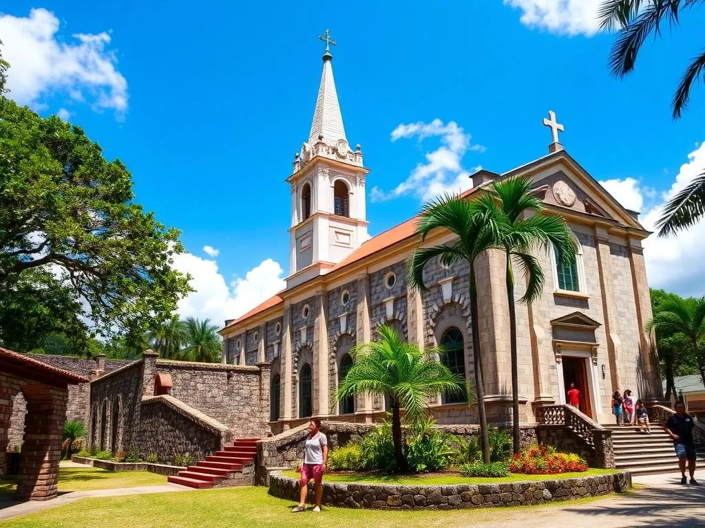 Historic Mandeville Parish Church with its beautiful architecture and grounds