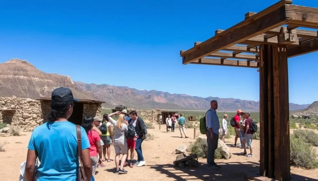 Historic gold mining remnants at Picacho State Recreation Area with diverse visitors exploring Historic gold mining remnants at Picacho State Recreation Area with diverse visitors exploring