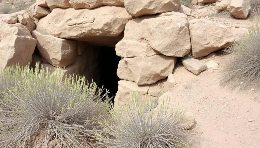 Historic mine shaft with interpretive sign at Cerrillos Hills State Park