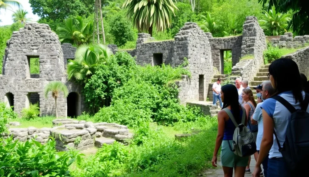 Historic ruins at Fond D'Or Nature Park near Micoud, St. Lucia