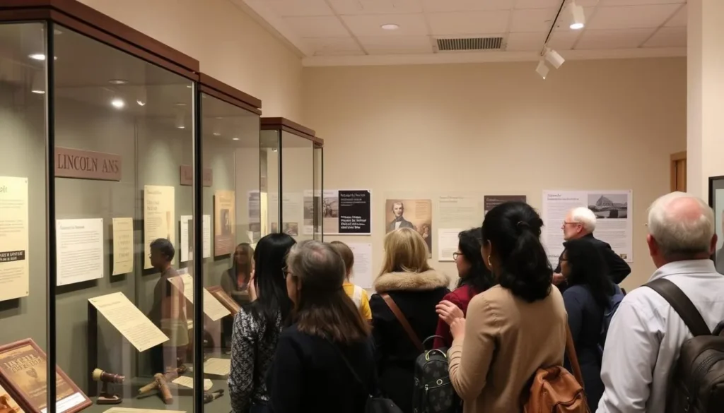 Historical artifacts and displays at a Lincoln museum along the Heritage Trail