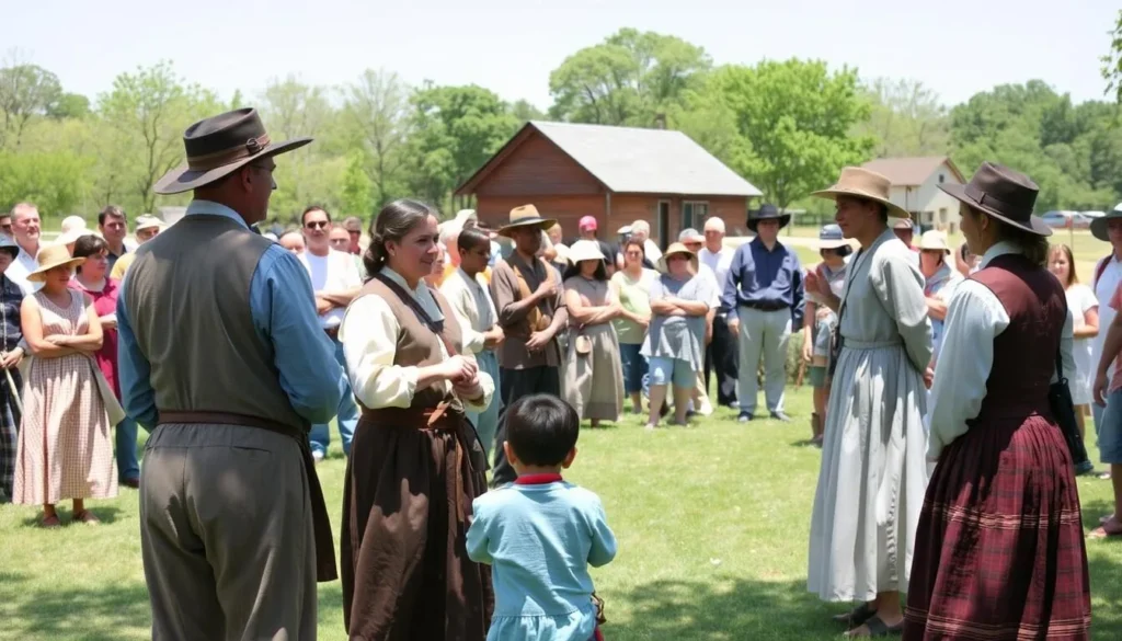 Historical reenactment event at Lincoln Trail Homestead State Park with period-dressed performers