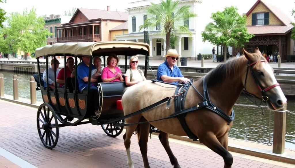 Horse-drawn carriage tour through the historic district of Natchitoches along the Cane River