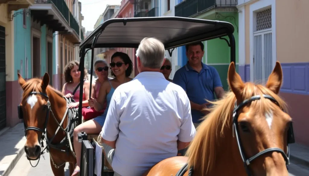 Horse-drawn carriage transportation in Remedios Cuba colonial streets