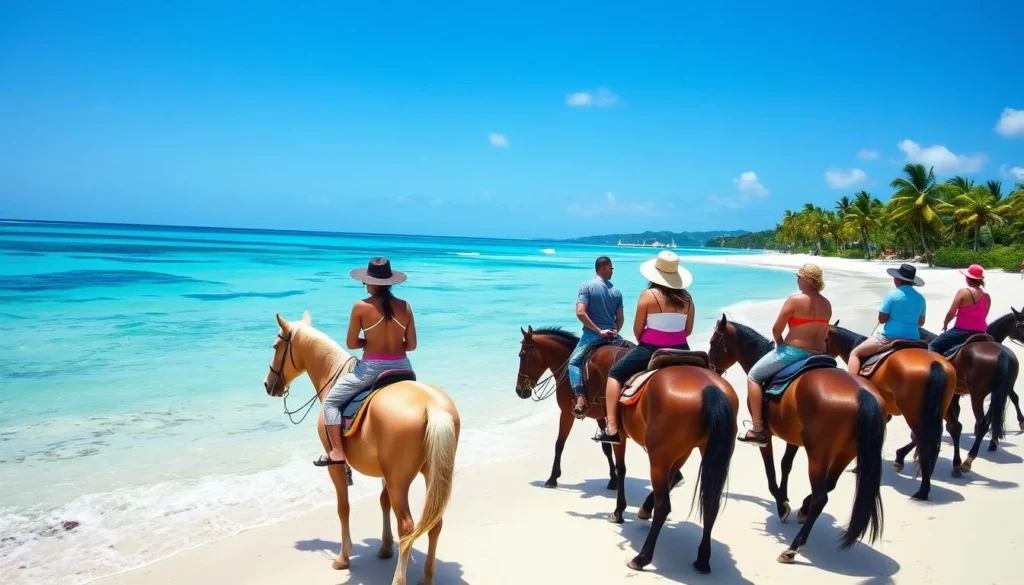 Horseback riding on the beach near Falmouth Jamaica Horseback riding on the beach near Falmouth Jamaica