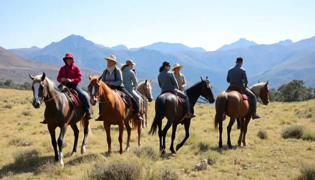 Horseback riding through the scenic landscapes of Bale Mountains National Park