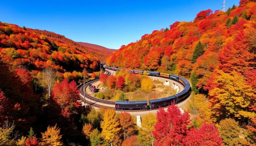 Horseshoe Curve in Altoona during autumn with colorful foliage Horseshoe Curve in Altoona during autumn with colorful foliage