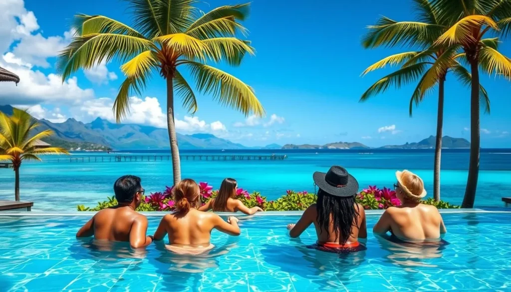 Hotel resort in Papeete with pool and ocean view, perfect base for things to do in Papeete French Polynesia