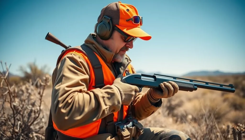 Hunter with shotgun during designated hunting season at Bill Williams River National Wildlife Refuge