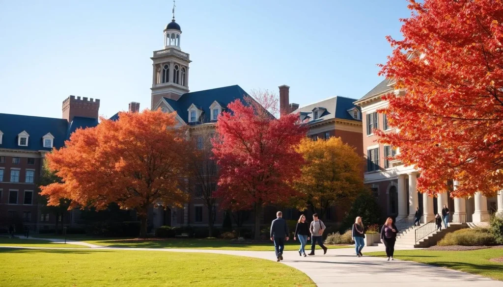 Illinois College campus in Jacksonville, Illinois during autumn with colorful fall foliage Illinois College campus in Jacksonville, Illinois during autumn with colorful fall foliage