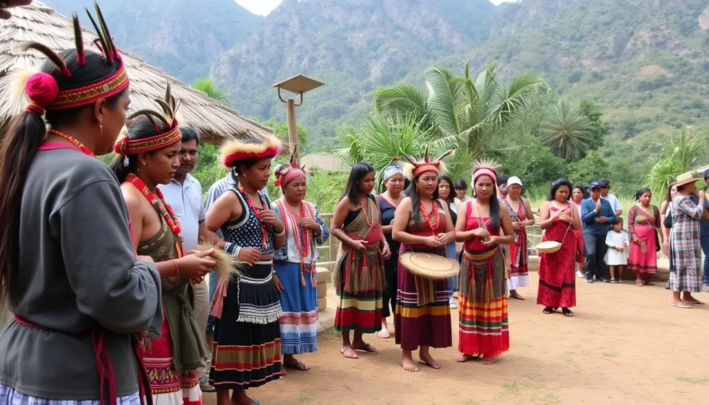 Indigenous cultural demonstration in a village near the Acarai Mountains