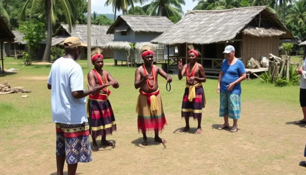 Indigenous cultural demonstration near Lake Sandvoort with traditional dancing Indigenous cultural demonstration near Lake Sandvoort with traditional dancing