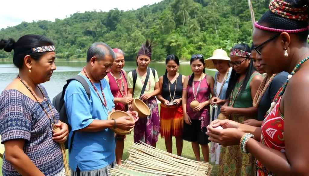 Indigenous cultural demonstration of traditional crafts near Lake Amuku Indigenous cultural demonstration of traditional crafts near Lake Amuku