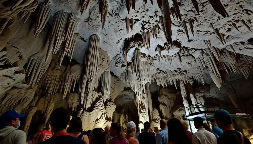 Inside Florida Caverns showing spectacular limestone formations with stalactites and stalagmites Inside Florida Caverns showing spectacular limestone formations with stalactites and stalagmites