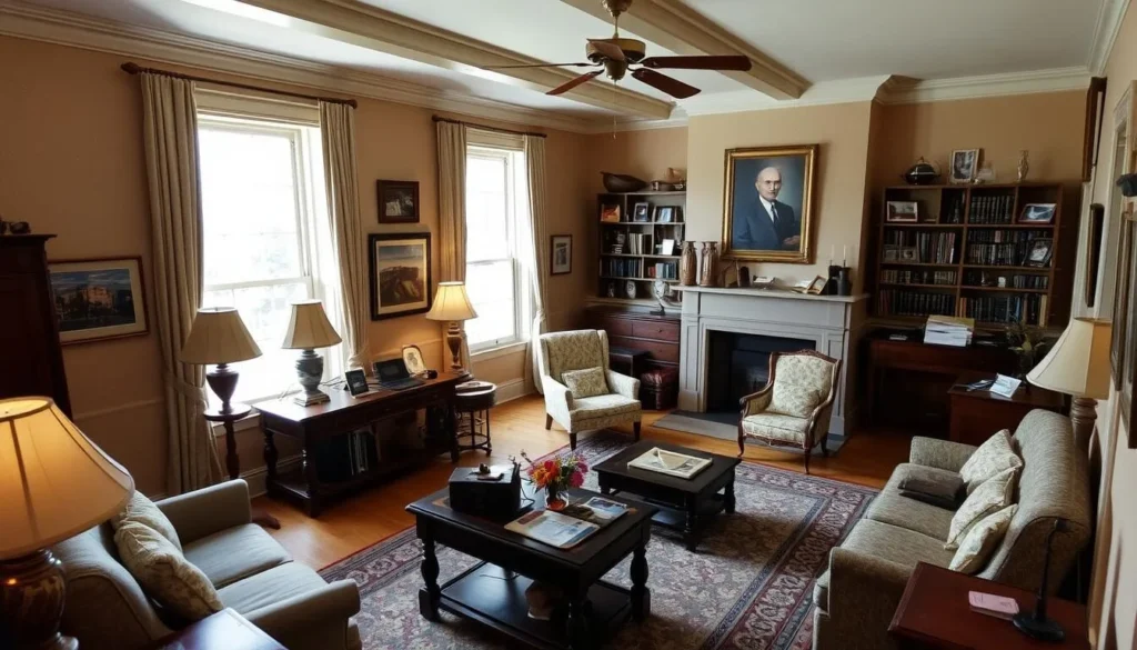Interior of Eisenhower's home showing original furnishings and decor