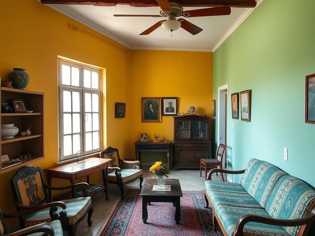 Interior of a traditional casa particular in San Antonio de los Banos with vintage furniture Interior of a traditional casa particular in San Antonio de los Banos with vintage furniture
