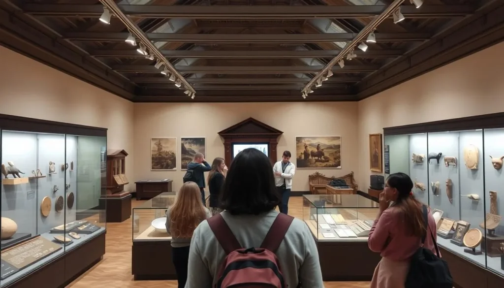Interior of the Museum of Slavonia in Osijek with historical exhibits and artifacts Interior of the Museum of Slavonia in Osijek with historical exhibits and artifacts