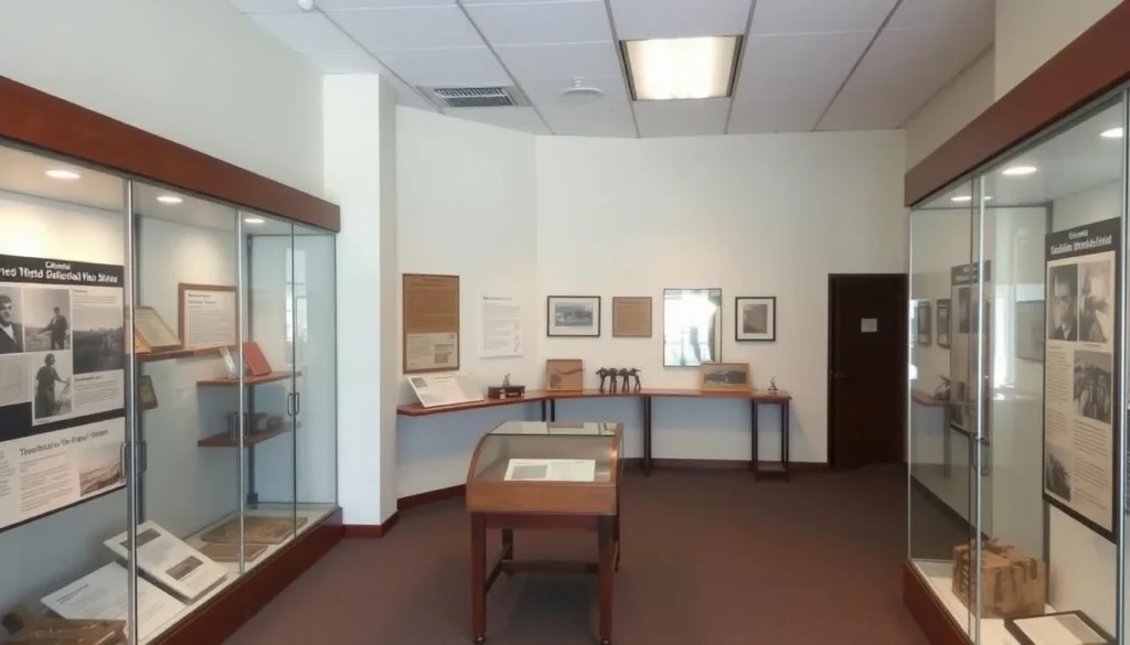 Interior of the Olustee Battlefield museum showing Civil War artifacts and displays