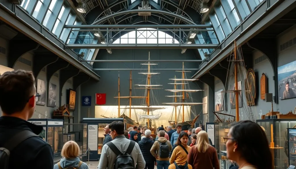 Interior of the Port Museum of Dunkirk with maritime exhibits