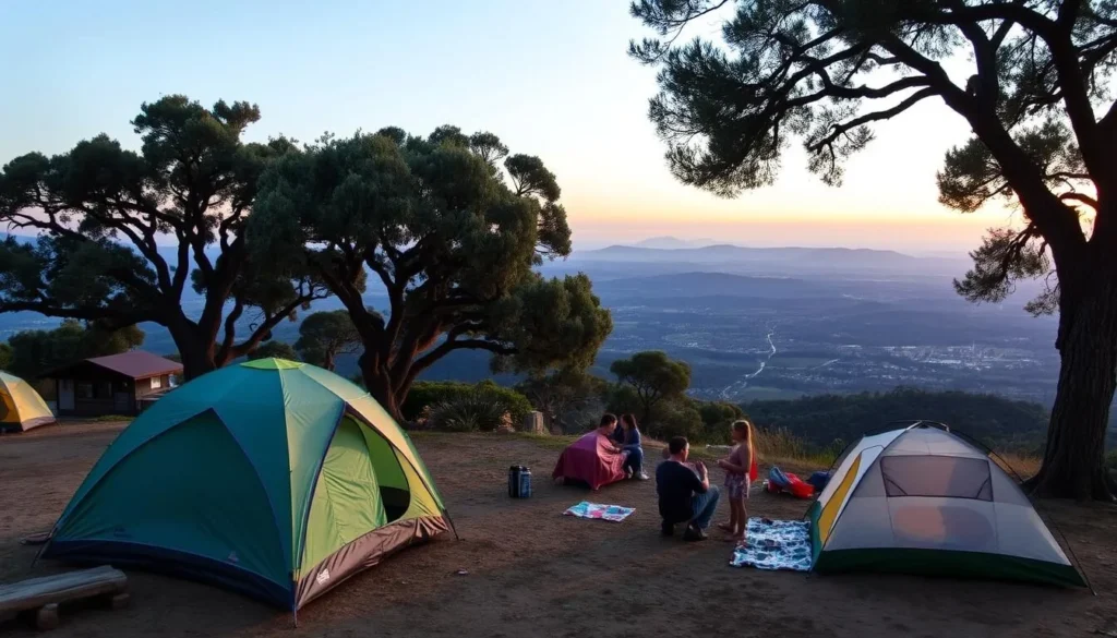 Juniper Campground at Mount Diablo with tents set up and panoramic views Juniper Campground at Mount Diablo with tents set up and panoramic views