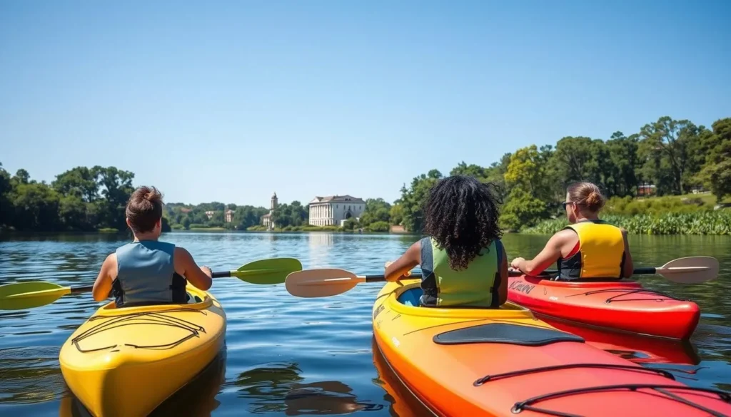 Kayakers on Cane River Lake near Natchitoches