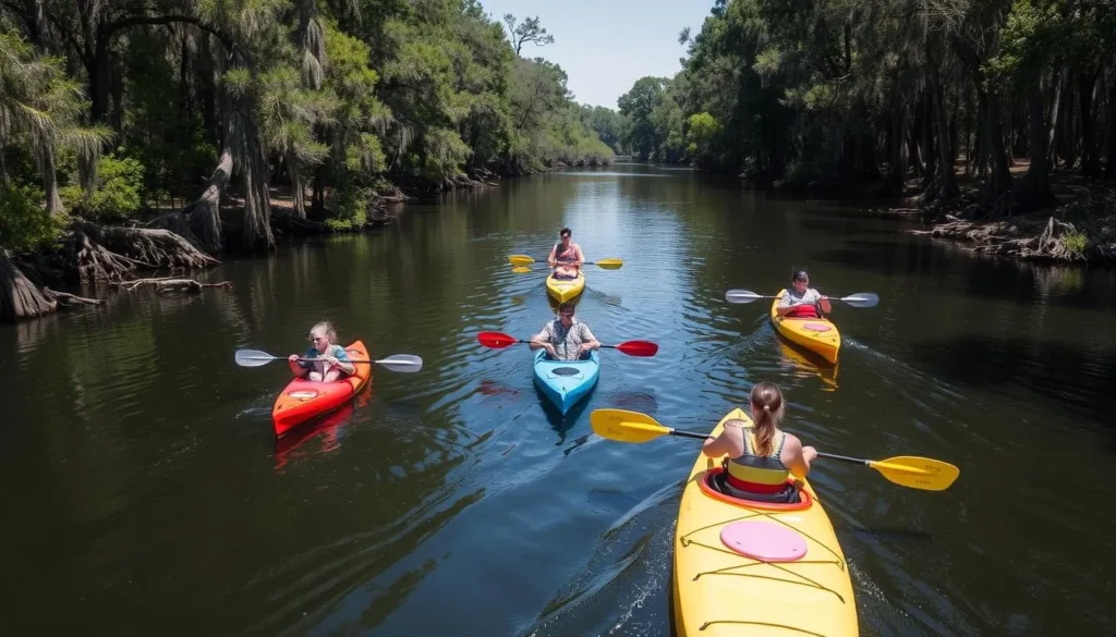 Kayakers paddling on the Suwannee River near Manatee Springs