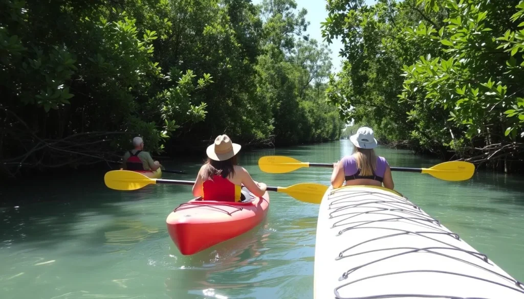 Kayaking through mangroves at Shell Beach Protected Area Guyana