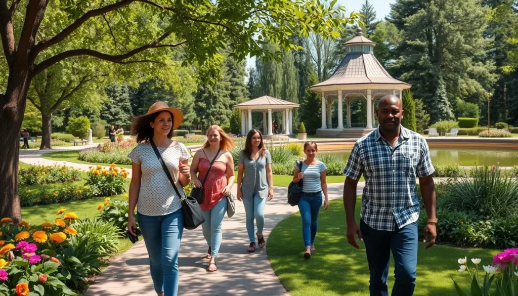 Kharitonov Garden in Yekaterinburg with families enjoying the English-style park