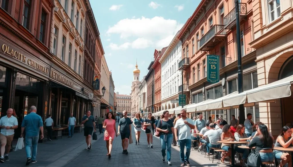 Kirovka Street – Chelyabinsk's lively pedestrian zone with shops, cafes, and sculptures Kirovka Street – Chelyabinsk's lively pedestrian zone with shops, cafes, and sculptures