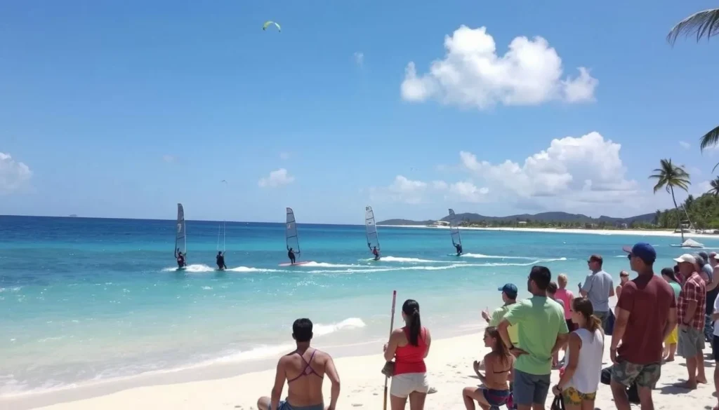 Kitesurfing at Sandy Beach in Vieux Fort with no more than 5 watercraft