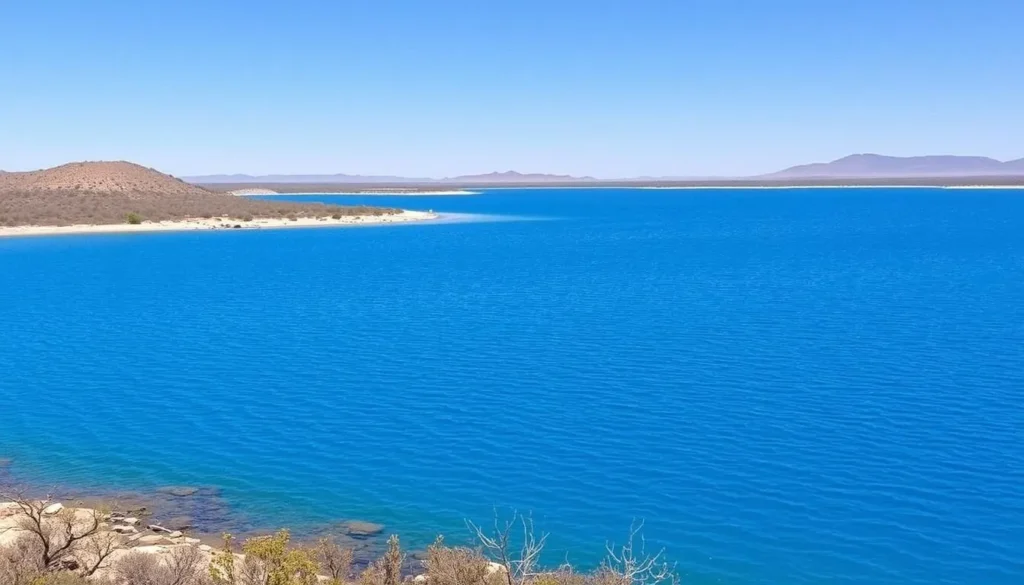 Lake Chamo during the dry season with wildlife visible along the shoreline Lake Chamo during the dry season with wildlife visible along the shoreline