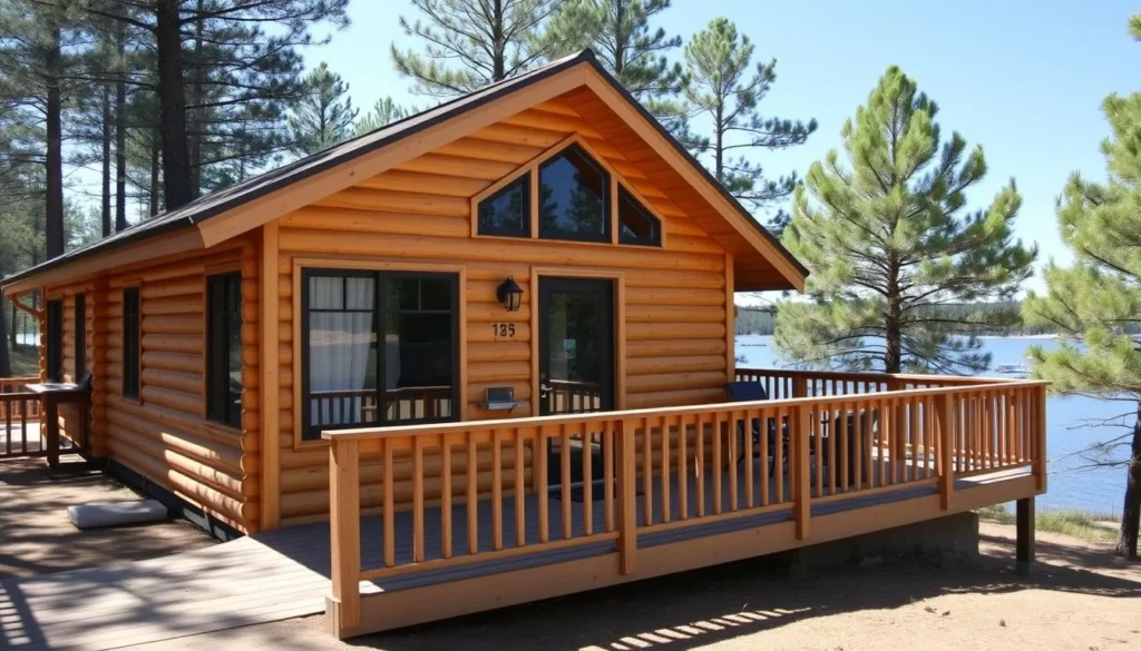 Lakeside cabin at Lake D'Arbonne State Park with deck overlooking the water Lakeside cabin at Lake D'Arbonne State Park with deck overlooking the water